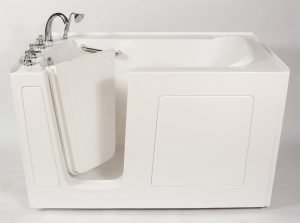 large walk-in tub against a white wall